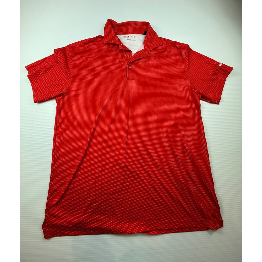 Horn Legend Red Micro Dot Bamboo Charcoal Luxury Polo Shirt Mens Medium